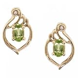 Solid 10KT Yellow Gold Stud Earrings - Peridot Diamond