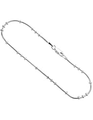 Sterling Silver Italian Snake Chain Necklaces & Bracelets with 3 + 1 Beading, Nickel Free 1mm, sizes 7 - 30 inch