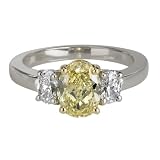 Platinum and 18k Yellow Gold Fancy Intense Yellow Diamond Ring (GIA Certified 1.65 ct center, 2.28 cttw), Size 6