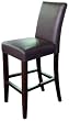 Vienna Counter Stool with Chocolate Split Leather, 24" Seat Height - Lightly Distressed Heirloom Cherry with Satin Sheen Finish By Powell Furniture