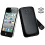 Original Suncase Leder Etui Tasche speziell fuer Apple iphone4 / iphone 4 / Lasche mit Rueckzugfunktion / Schwarz