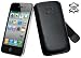 Original Suncase Leder Etui Tasche speziell fuer Apple iphone4 / iphone 4 / Lasche mit Rueckzugfunktion / Schwarz