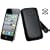 Original Suncase Leder Etui Tasche speziell fuer Apple iphone4 / iphone 4 / Lasche mit Rueckzugfunktion / Schwarz