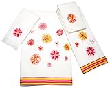 Purple Cotton Hand Towel with Stripe Accents, Set of 2