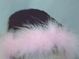 Bh6, Hand Crocheted Black Chenille Infant Girls Hat Trimmed with Pink Marabu and Earflap