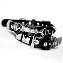 "Punk Star" Pyramid Studs & Rhinestones Dog Collar - Salvage Chain/Black