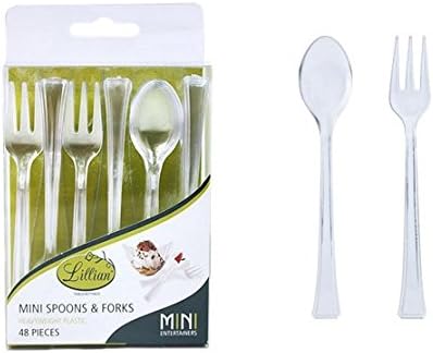Eros Hosiery Company KIN80235 Clear Mini Plastic Spoon & Fork Combo Sets by Lillian - Case of 24