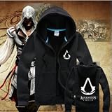 Zip-up Hoodie Sweater-Games Assassin's Creed , Black, XL