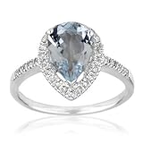 Aquamarine and Diamond Ring 1/5ctw