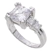 SilverBin Sterling Silver Engagement Style Square Clear CZ Ring with Side CZ Accents