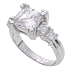 SilverBin Sterling Silver Engagement Style Square Clear CZ Ring with Side CZ Accents