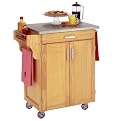 Natural Kitchen Cart with Stainless Steel