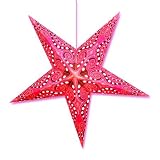Magenta Nautilus 5 Point Paper Star Lantern With 12