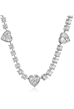CZ by Kenneth Jay Lane Traditional Collection Cubic Zirconia Heart Station Necklace, 16", 10 CTTW