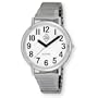 Unisex Low Vision Silver Tone Watch White Face w/ Black Numbers, Expansion Band