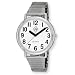Unisex Low Vision Silver Tone Watch White Face w/ Black Numbers, Expansion Band
