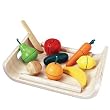 PLAN TOYS Wooden Play Food - Fruit & Vegetable Playset