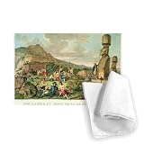 'Islanders and Monuments of Easter Island',.. - Tea Towel 100% Cotton - Art247 - Tea Towel - 46x70cm