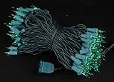 Novelty Lights, Inc. CG100-G-GR Commerical Grade Christmas Mini Light Set, Green Wire, Green, 100 Light