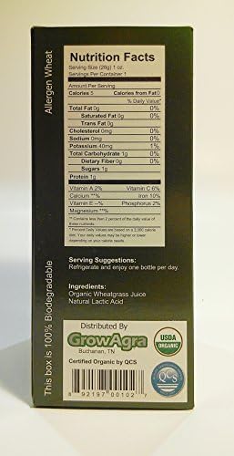 Wheatgrass Juice Shots, Ready-to-drink, (7) 1oz Bottles, No Powders, No Additives, No GMO, Gluten Free, 7-day supply, 100% Juice, HACCP approved, Certified USDA Organic by Quality Certification Services (QSC)