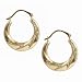 14K Earrings Diamond Cut Swirl Hoop