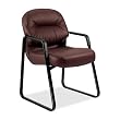 Sled Base Guest Chair, 23-1/4"x27-3/4"x36",Leather,Burgundy