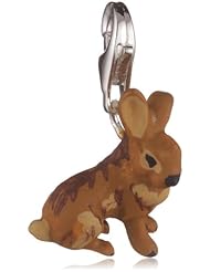 VINANI brand Germany 925 Sterling Silver Charm Pendant Rabbit brown matte enameled HHSE