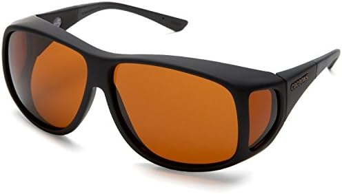 Cocoons Low-Vision Fitover Sunglasses in Aviator (XL) Size Black Frame &amp; Hazelnut Lens C202H