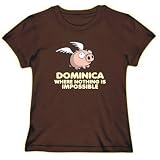 T-Shirt Womens Brown  Dominica where nothing is impossible  Countries