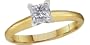 18k Yellow Gold Princess Cut Classic Solitaire Ring (1/3 ct, I, I1)