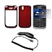 Red Rubberized Snap-On Cover Hard Case Cell Phone Protector + LCD Screen Protector + Rapid Car Charger for Blackberry Tour 9630
