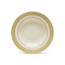 Lenox Westchester Gold Banded Ivory China Pasta Bowl Rim Soup by Lenox