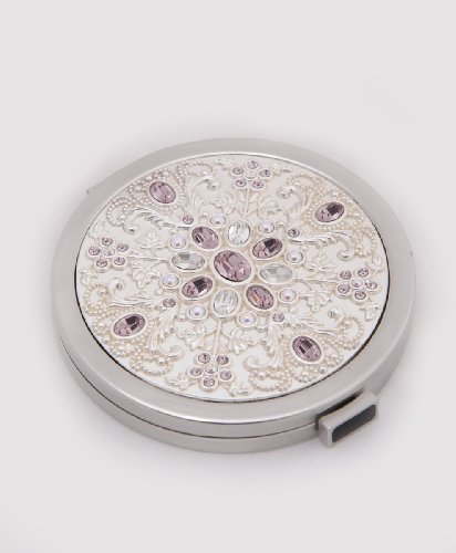Best Price Swarovski Elements Round Compact Makeup Magnifying Mirror With Free Shipping
