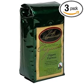Caffe Appassionato Organic Shade Grown Espresso Roast, Whole Bean, 12-Ounce Bags (Pack of 3)