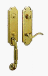 Baldwin 85350.003.RENT Manchester Emergency Exit Handleset with Wave Lever, Lifetime Polished Brass