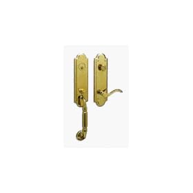 Baldwin 85350.003.RENT Manchester Emergency Exit Handleset with Wave Lever, Lifetime Polished Brass