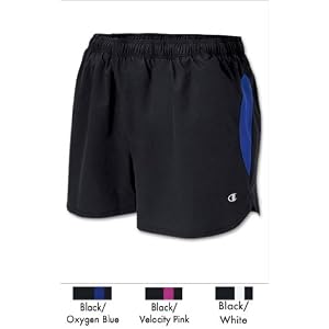 Champion Women's Vent Running Short 3690, Black/Velocity Pink, S