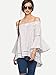 SheIn Women's Off The Shoulder Bell Sleeve Striped Blouse - White Large