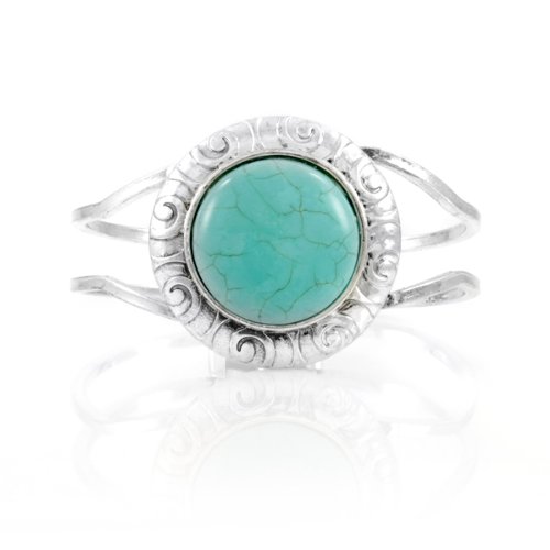 Inspired by Twilight: Bella's Turquoise Cuff Bracelet - Silver Plated Brass
