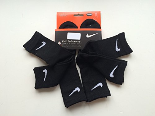 Nike Unisex 6 Pairs/Pack Crew Socks, 13C-3Y, Solid Black