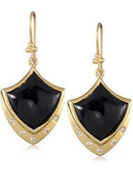 Lauren Harper Collection Midnight 18k Gold, Black Onyx and Diamond Crest Earrings