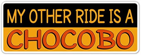 My Other Ride is a Chocobo Final Fantasy Inspired Vinyl Decal Bumper Sticker - Perfect For Car, Wall, Window, Laptop, Motorcycle, Bike, Helmet And Any Smooth Surface 3" X 8" (Inches) [ 3 Stickers Will be Included in Each Order ]