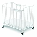 Foundations Chelsea Compact Steel Crib with Foam Mattress, White