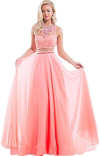 CloudShop Women's 2 Pieces Beading Evening Dresses C551 Coral 2