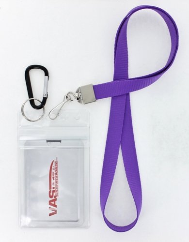 VAS Waterproof Cruise N Travel Cash, ID, Credit / Debit Card & Key Holder - PURPLE Deluxe Lanyard #5 Carabiner With RFID Protection -