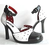 Black & White Rockabilly Shoes Anklet Wrap Pumps