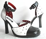 Black & White Rockabilly Shoes Anklet Wrap Pumps