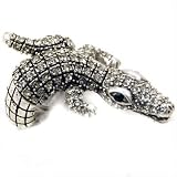 Ladies X-Large Super Creepy Crocodile/Alligator BLING Crystal Cocktail Fashion Ring Burnished Silver ~ Free Size Ring; Comes Gift Boxed ~ CRAWLS UP FINGER!