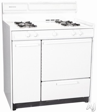 Summit WNM430 36 Freestanding Gas Range with Manual Clean Lower Broiler and Side Storage: White: Natural Gas