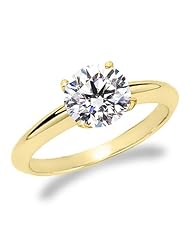 1 1/4 Carat Round Cut Diamond Solitaire Engagement Ring 18K Yellow Gold 4 Prong (K, I2, 1.2 c.t.w) Very Good Cut
